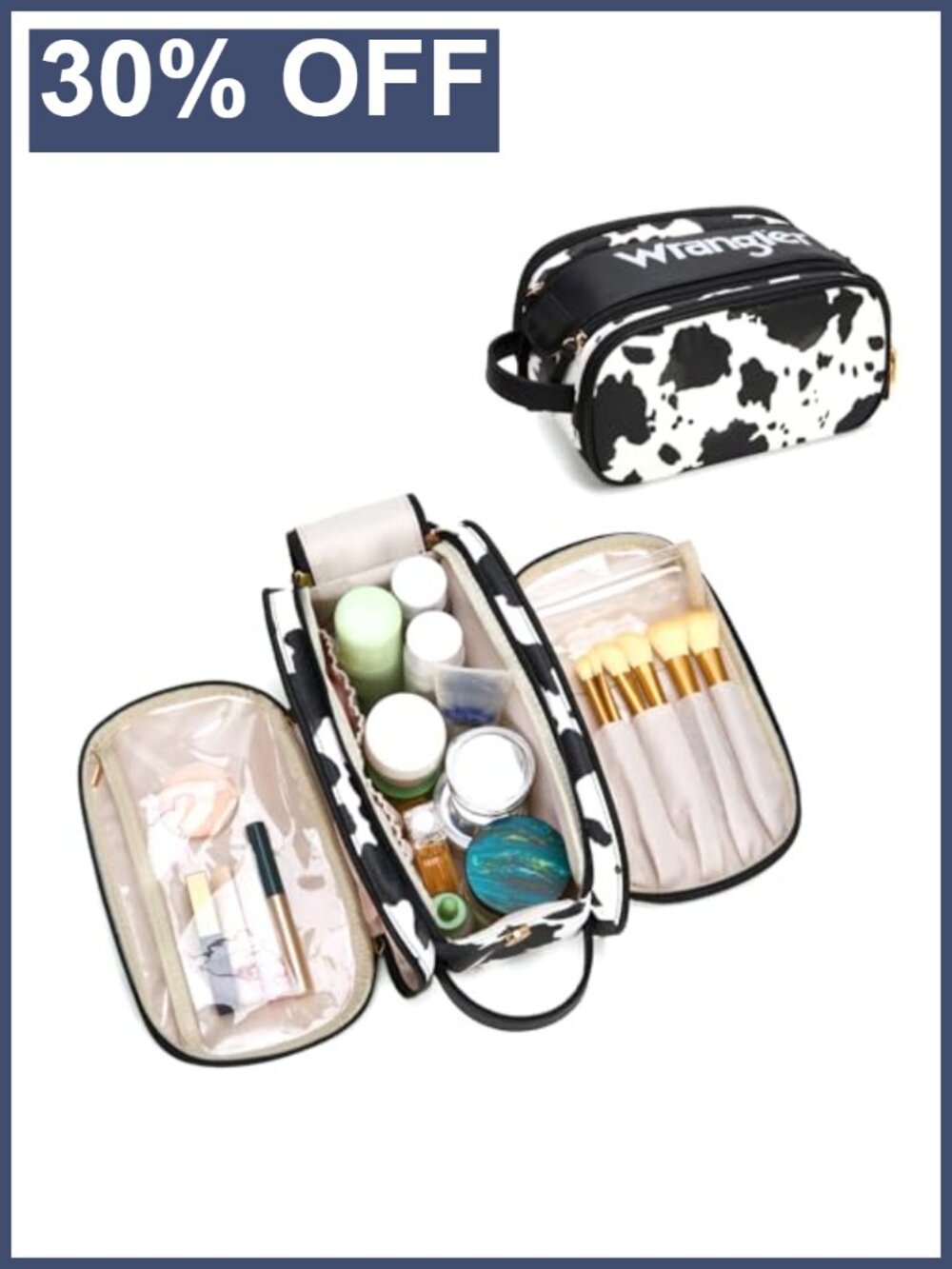 Large Faux Leather Makeup Bag Travel Toiletry Cosmetic Organizer with Handle